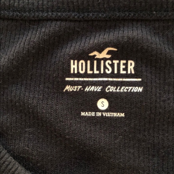 Black Hollister Criss Cross Drawstring Ribbed Tee - Picture 4 of 4